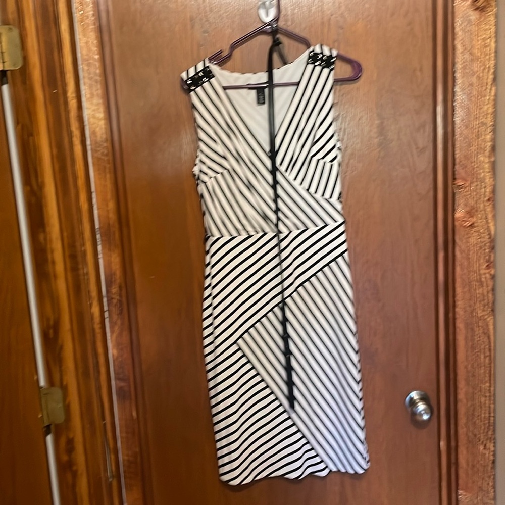 Black & White belted dress